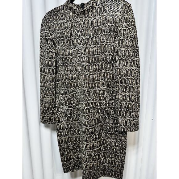 ST. JOHN Mahogany Brown Reptile Ombre Jacquard Knit Wool Blend Dress 6 NWT - Picture 1 of 8